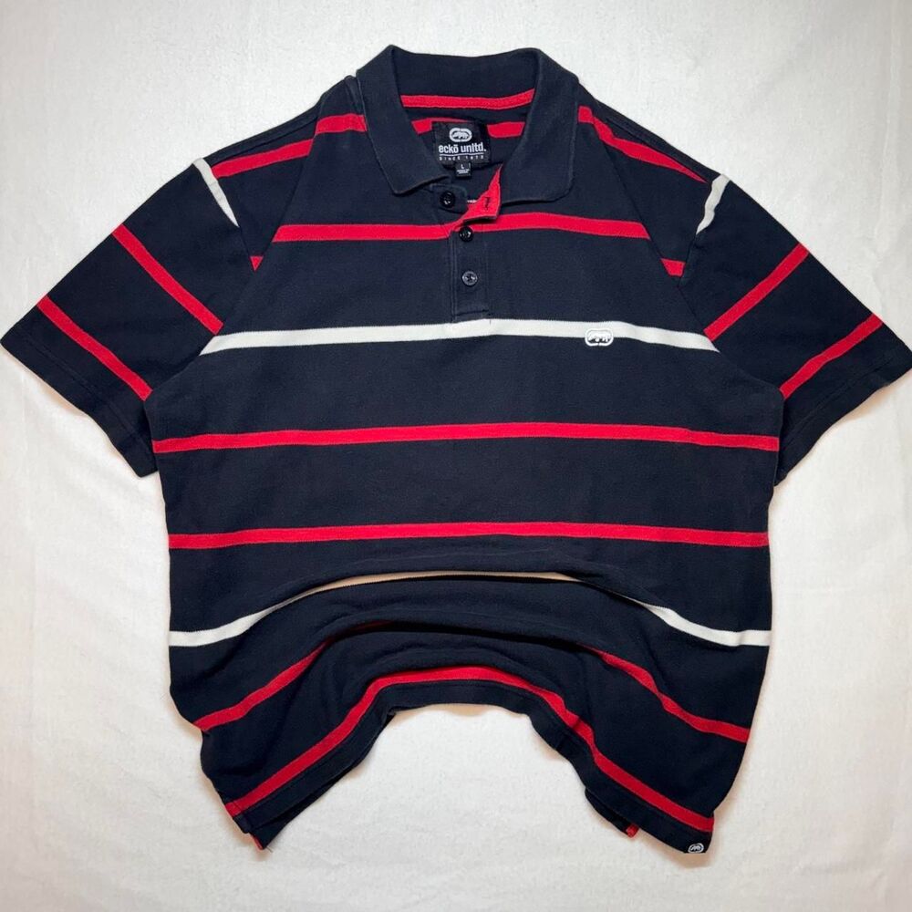 vintage y2k Ecko Unltd striped polo shirt skater streetwear